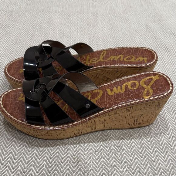 Sam Edelman Raynere  Black Patent Sandals Size 9.5 - Picture 2 of 5